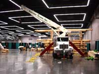Log Cabin Project at Oregon Convention Center - Portland, Oregon - Boomtruck by Santana Crane