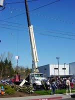 Latus Motors Harley-Davidson American Flag Raising - Gladstone, Oregon with KUPL 98.7 in the Boomtruck Man-Basket provided by Santana Crane