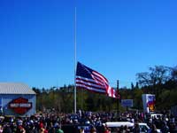 Latus Motors Harley-Davidson American Flag Raising - Gladstone, Oregon with KUPL 98.7 in the Boomtruck Man-Basket provided by Santana Crane